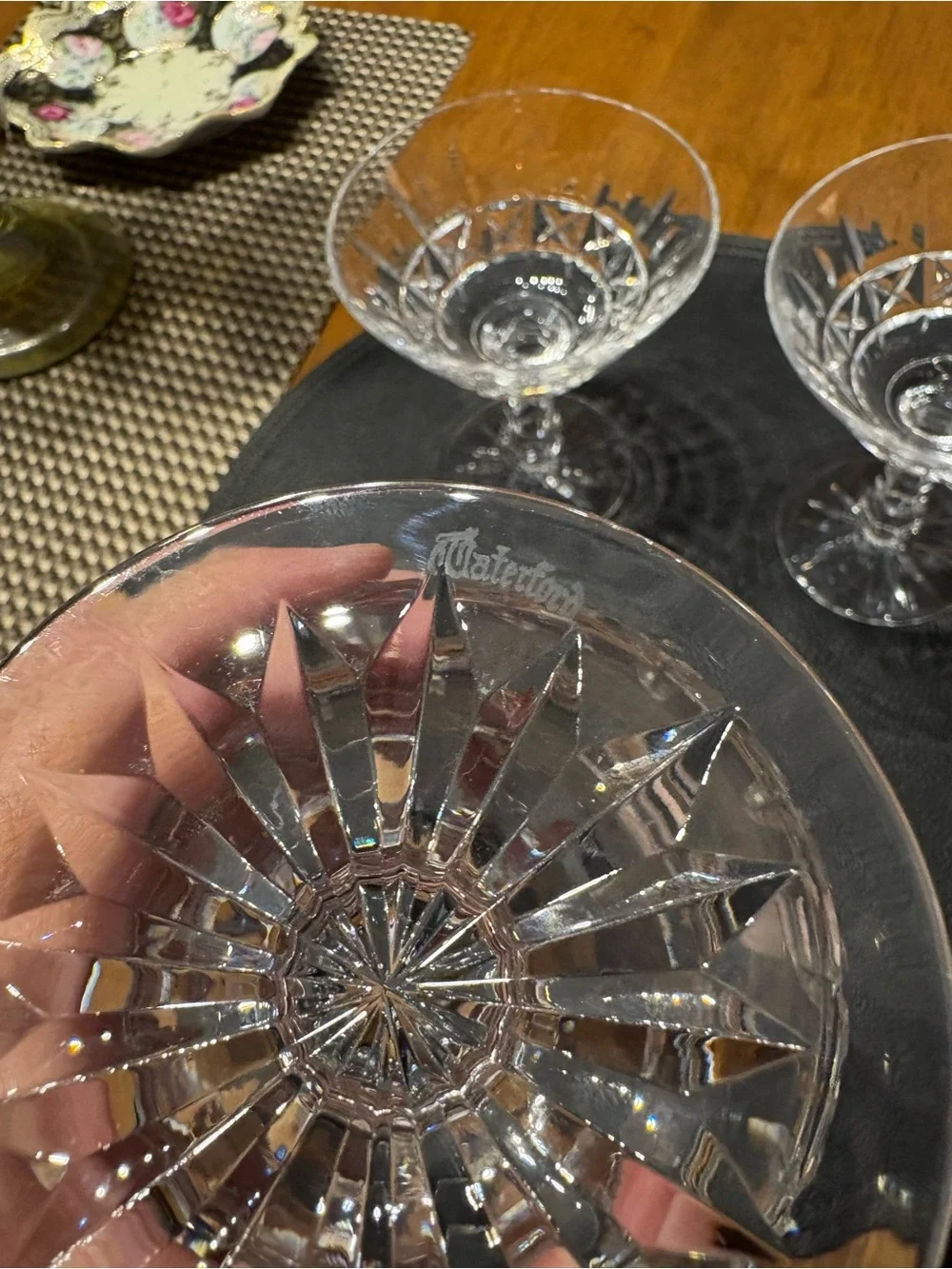 Vintage Waterford Kylemore Crystal 2 cocktail glasses and 1 brandy